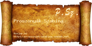 Proszonyák Szabina névjegykártya